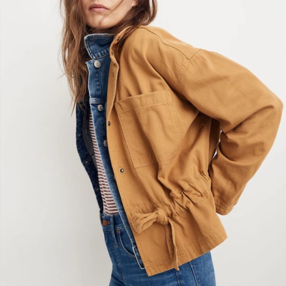 Madewell Southlake Military Jacket Waist Tie Utility Field Minimalist Tan Size L